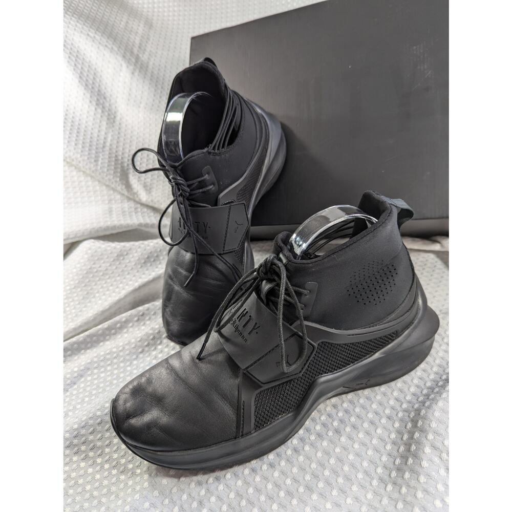 NWT! FENTY/PUMA! "THE TRAINER HI" BLACK LEATHER, SLIP-ON TENNIS SHOES! SZ 9.5
